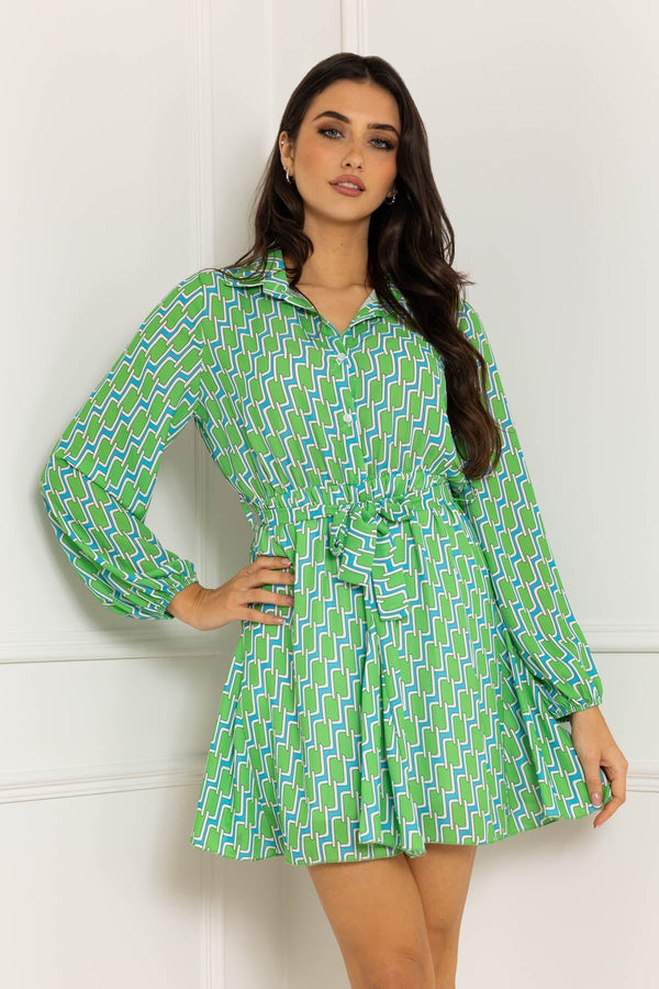 Carraig Donn Maria Mini Dress in Green Print