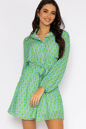 Carraig Donn Maria Mini Dress in Green Print