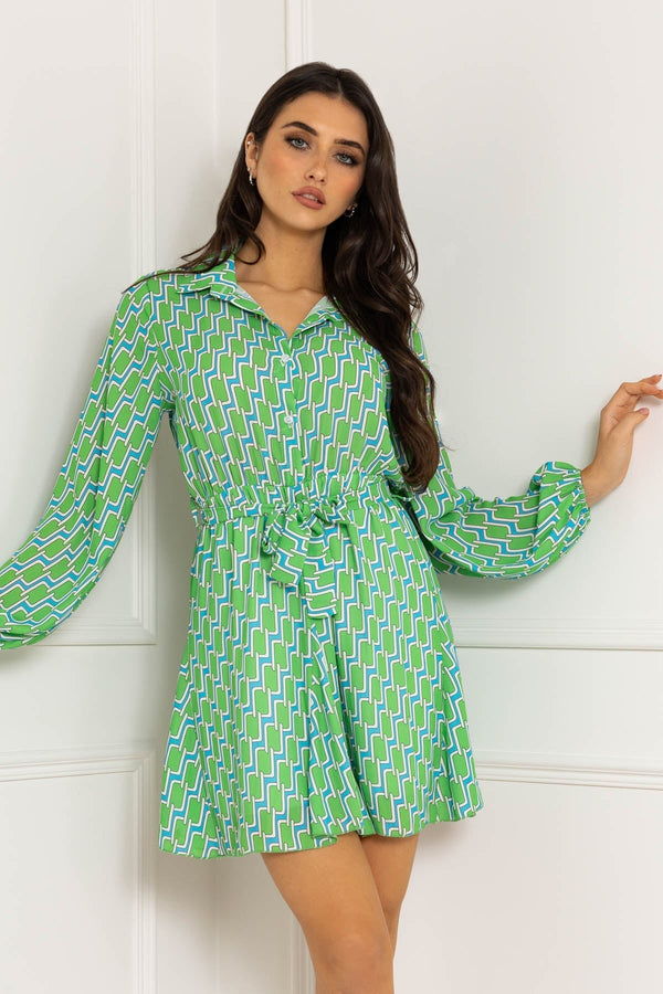 Carraig Donn Maria Mini Dress in Green Print