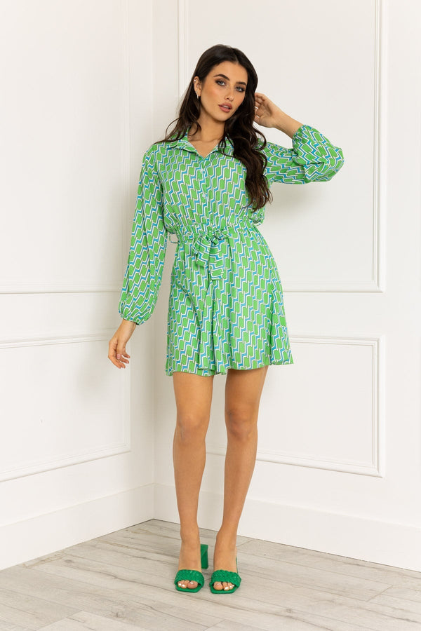 Carraig Donn Maria Mini Dress in Green Print