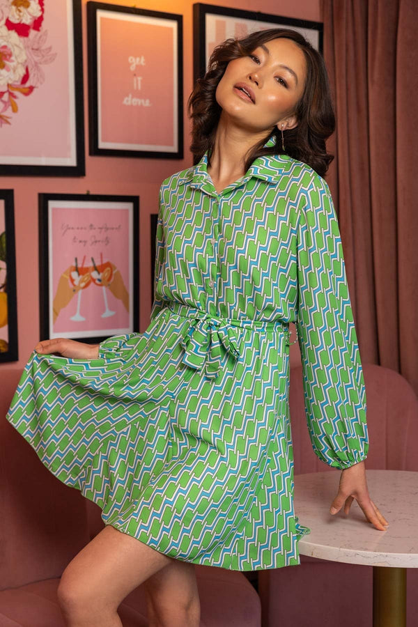 Carraig Donn Maria Mini Dress in Green Print