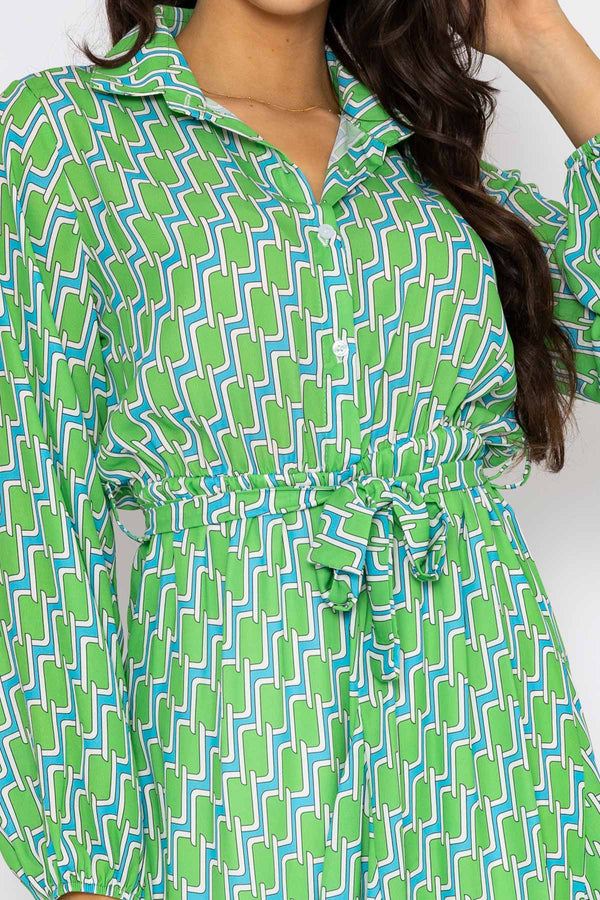 Carraig Donn Maria Mini Dress in Green Print