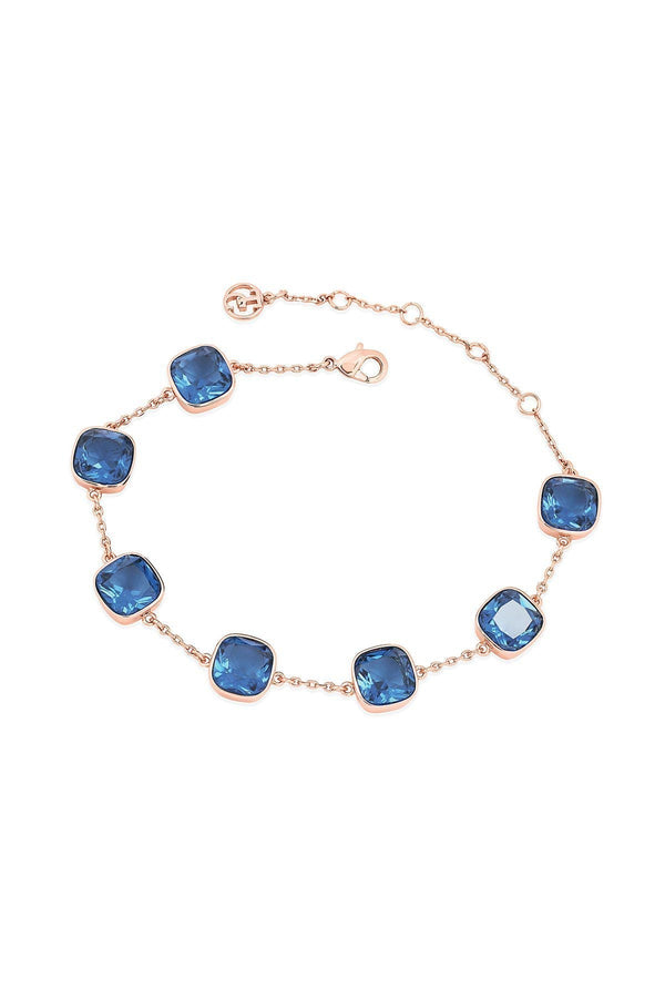 Carraig Donn Maureen O'Hara Blue Cushion Stone Rose Gold Bracelet
