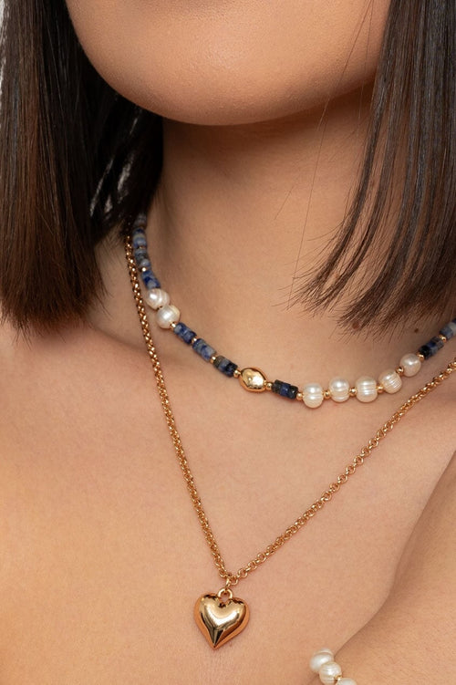 Medium Length Heart Gold Pendant Necklace