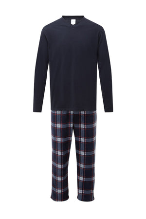 Carraig Donn Mens Check Pyjamas in Navy