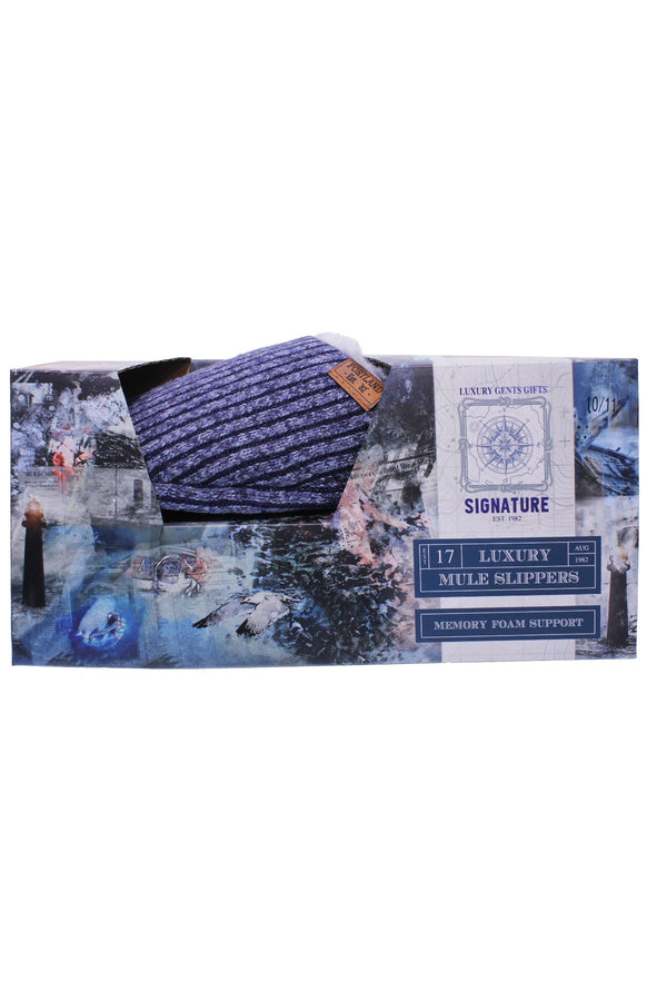 Carraig Donn Mens Chunky Knit Mule Slippers in Blue