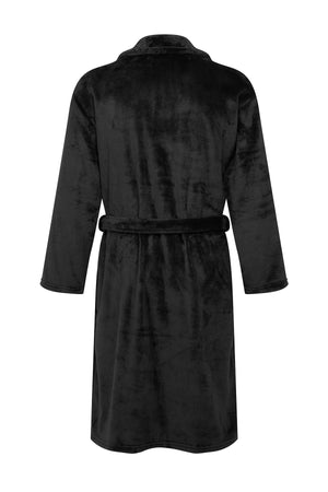Carraig Donn Mens Collared Fleece Robe in Black