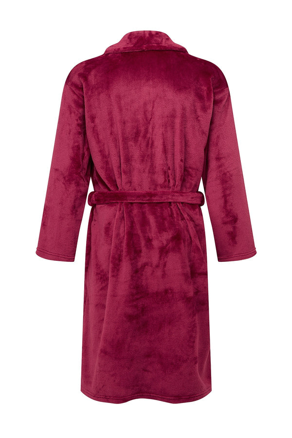 Carraig Donn Mens Collared Fleece Robe in Wine