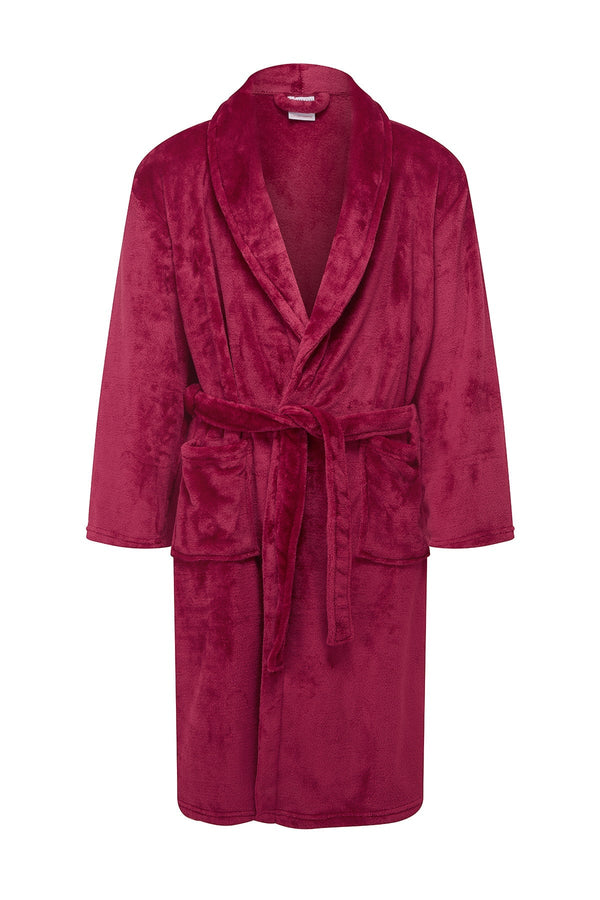 Carraig Donn Mens Collared Fleece Robe in Wine