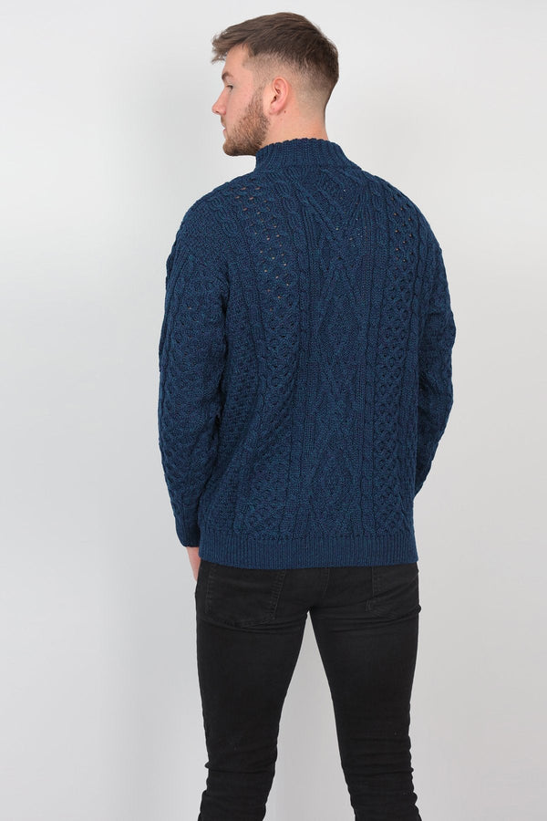 Carraig Donn Mens Diamond Knit Troyer in Atlantic Blue