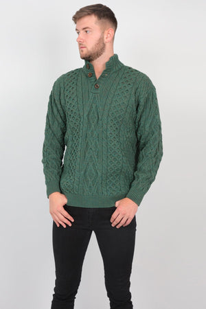 Carraig Donn Mens Diamond Knit Troyer in Connemara Green