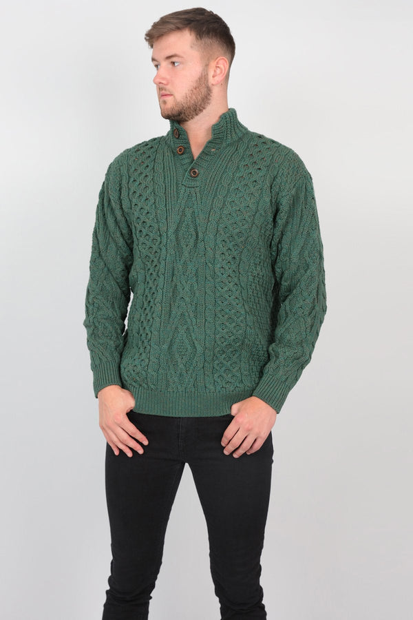 Carraig Donn Mens Diamond Knit Troyer in Connemara Green