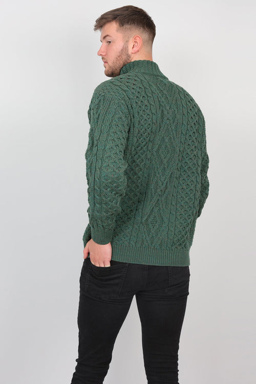 Carraig Donn Mens Diamond Knit Troyer in Connemara Green