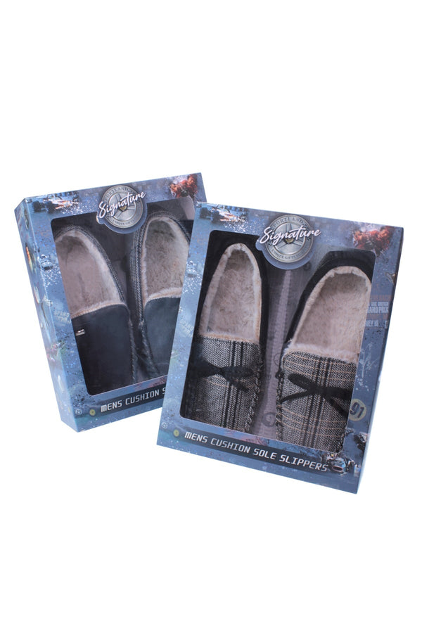 Carraig Donn Mens Luxury Moccasin Slippers in Tweed