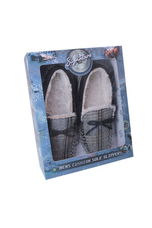 Carraig Donn Mens Luxury Moccasin Slippers in Tweed