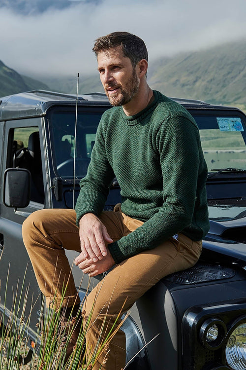Carraig Donn Men's Roll Neck Sweater in Green