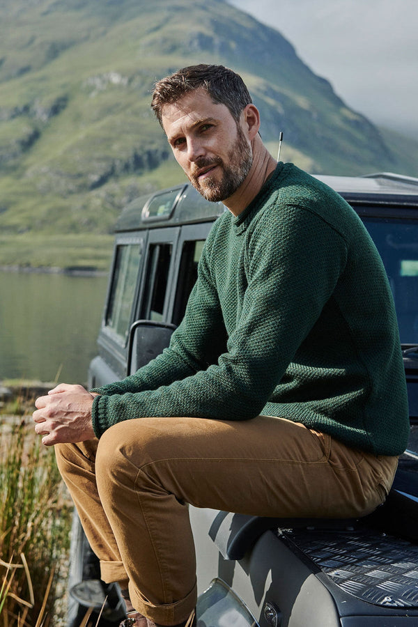 Carraig Donn Men's Roll Neck Sweater in Green