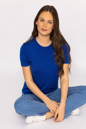 Carraig Donn Merino Short Sleeve Crew in Cobalt