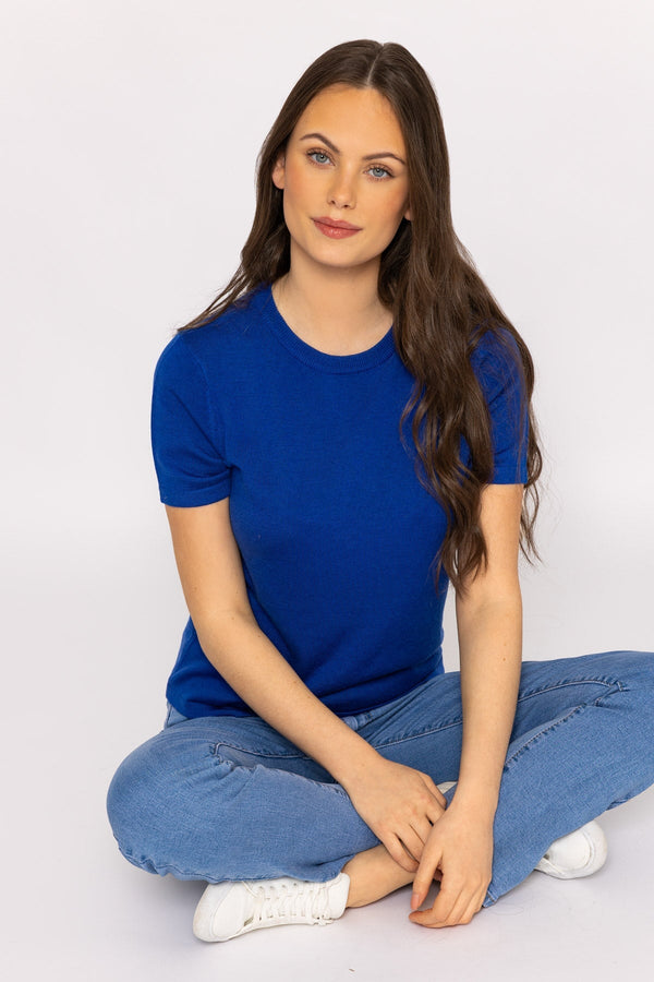 Carraig Donn Merino Short Sleeve Crew in Cobalt