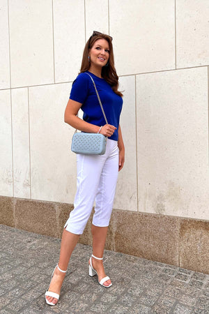 Carraig Donn Merino Short Sleeve Crew in Cobalt