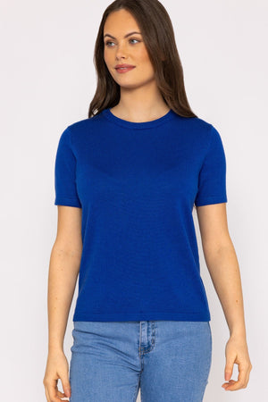 Carraig Donn Merino Short Sleeve Crew in Cobalt