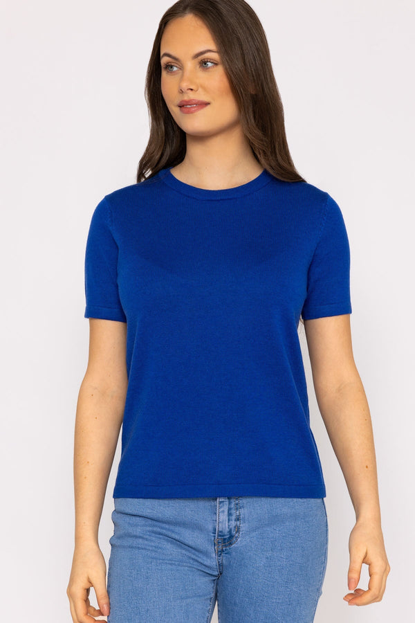 Carraig Donn Merino Short Sleeve Crew in Cobalt