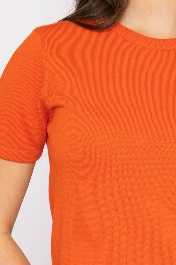 Carraig Donn Merino Short Sleeve Crew in Orange