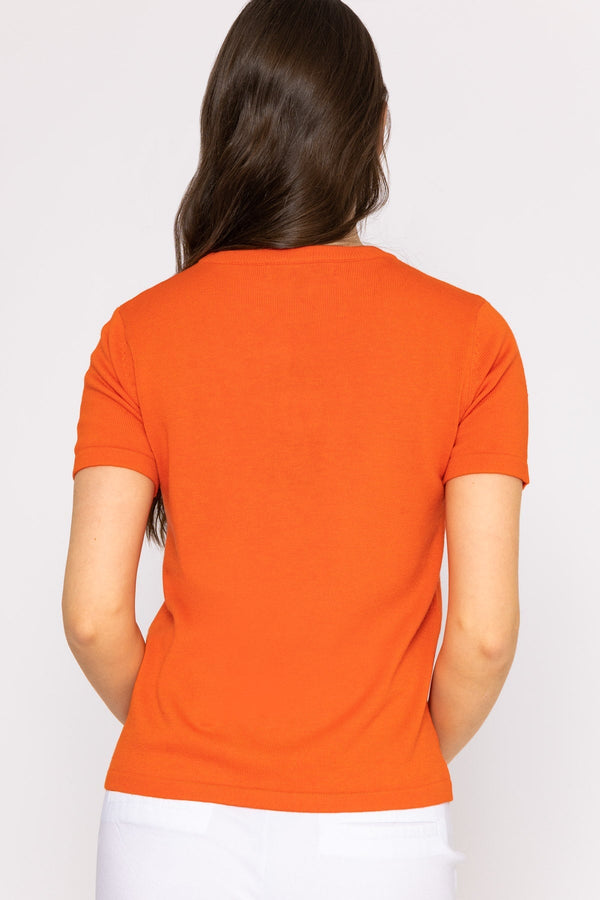 Carraig Donn Merino Short Sleeve Crew in Orange