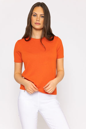 Carraig Donn Merino Short Sleeve Crew in Orange