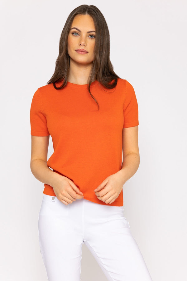 Carraig Donn Merino Short Sleeve Crew in Orange