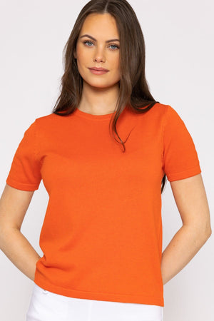 Carraig Donn Merino Short Sleeve Crew in Orange