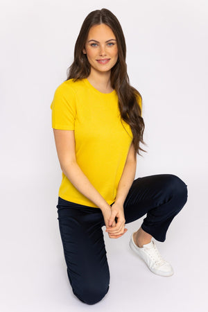 Carraig Donn Merino Short Sleeve Crew in Yellow