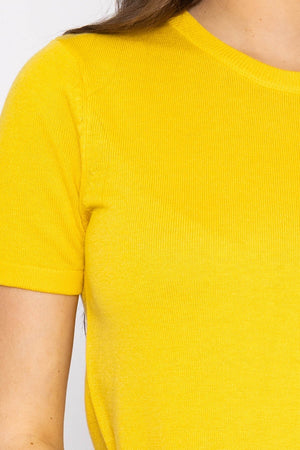 Carraig Donn Merino Short Sleeve Crew in Yellow