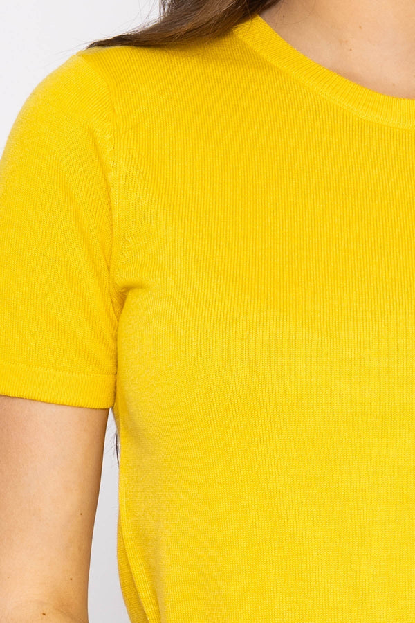 Carraig Donn Merino Short Sleeve Crew in Yellow