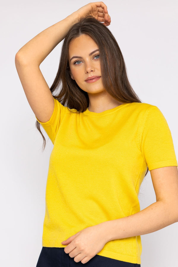 Carraig Donn Merino Short Sleeve Crew in Yellow