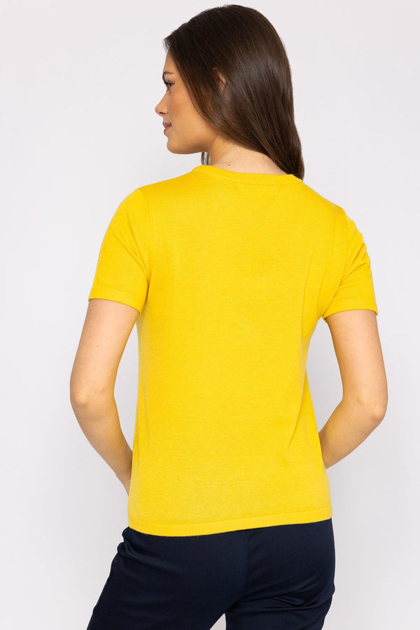 Carraig Donn Merino Short Sleeve Crew in Yellow