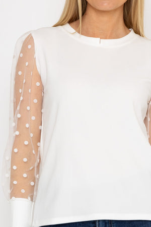 Carraig Donn Mesh Long Sleeve Top in Ecru