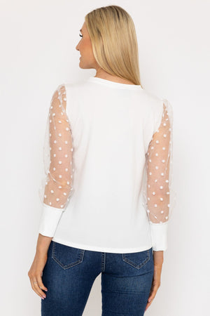 Carraig Donn Mesh Long Sleeve Top in Ecru