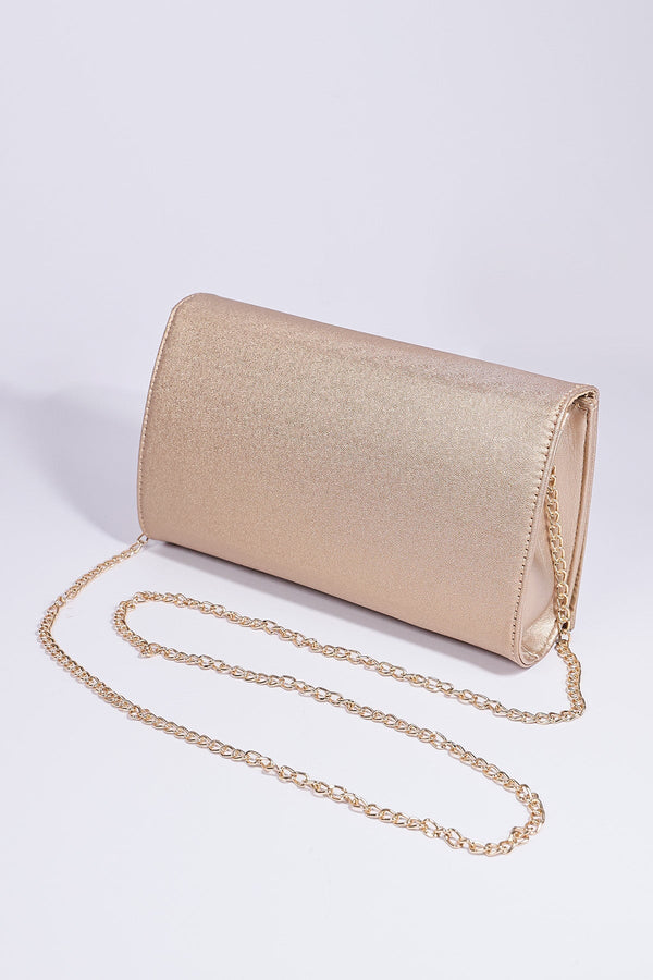 Carraig Donn Metallic Flapover Clutch in Gold