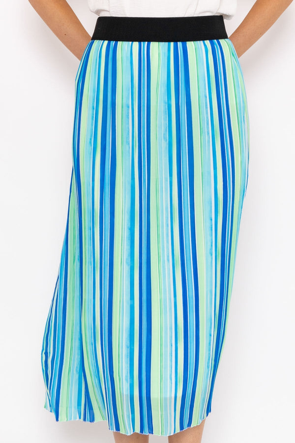 Carraig Donn Midi Pleated Skirt in Blue Print