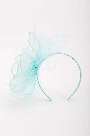 Carraig Donn Mint Hairband Fascinator with Net & Feathers