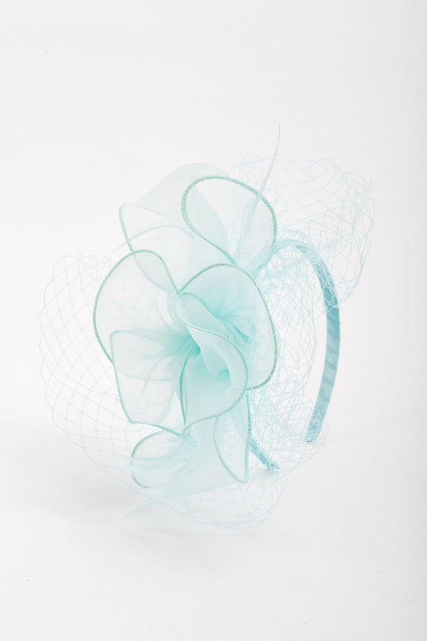 Carraig Donn Mint Hairband Fascinator with Net & Feathers