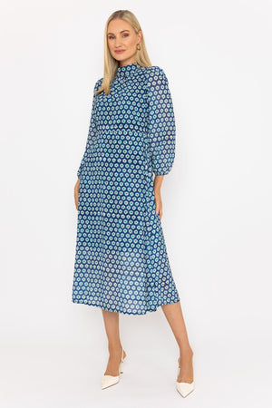 Carraig Donn Mollie Midi Dress in Navy Print