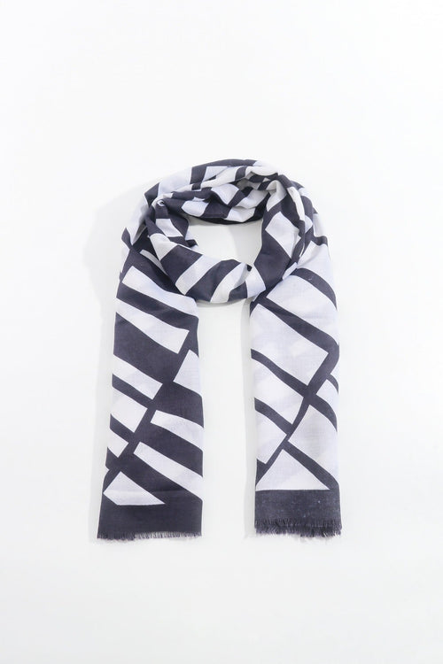 Mono Print Scarf in Black