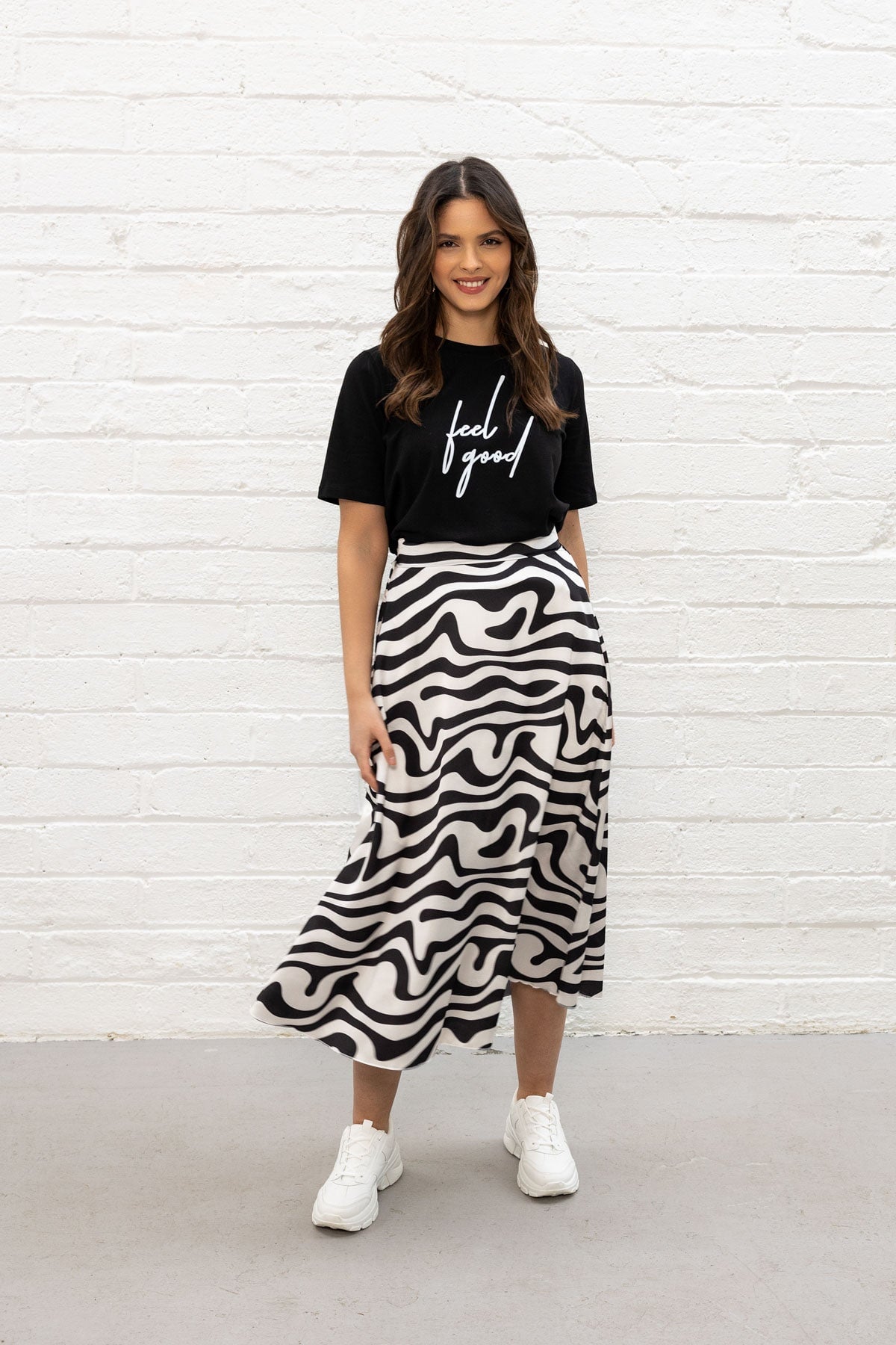 Mono Sateen Midi Skirt