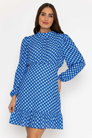 Carraig Donn Nadia Mini Dress in Blue Print