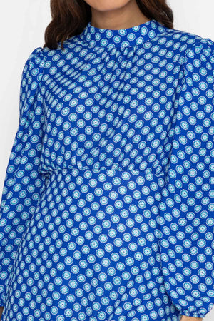 Carraig Donn Nadia Mini Dress in Blue Print