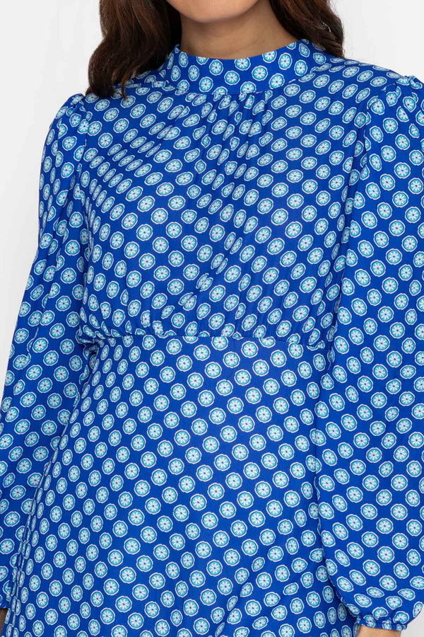 Carraig Donn Nadia Mini Dress in Blue Print