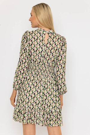 Carraig Donn Nadia Mini Dress in Khaki Print