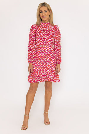 Carraig Donn Nadia Mini Dress in Pink Print
